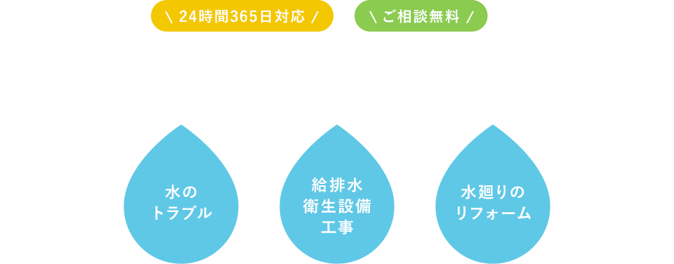 水の工事でお困りの方はお任せください